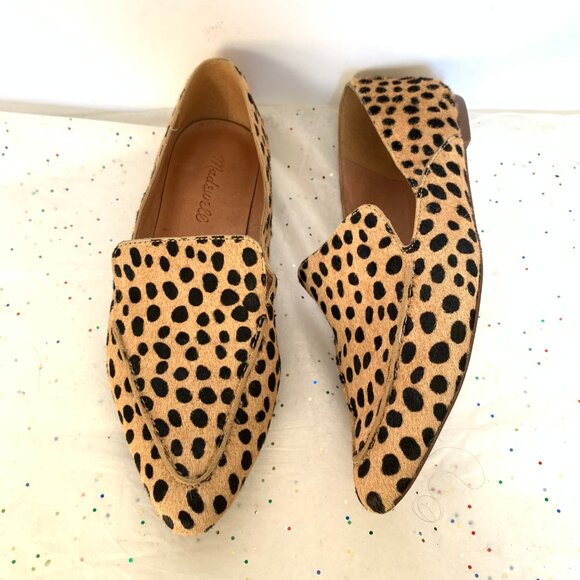 Madewell Women Frances Tan Black Dotted Calf Hair Skimmer Loafer Flat Size 6.5